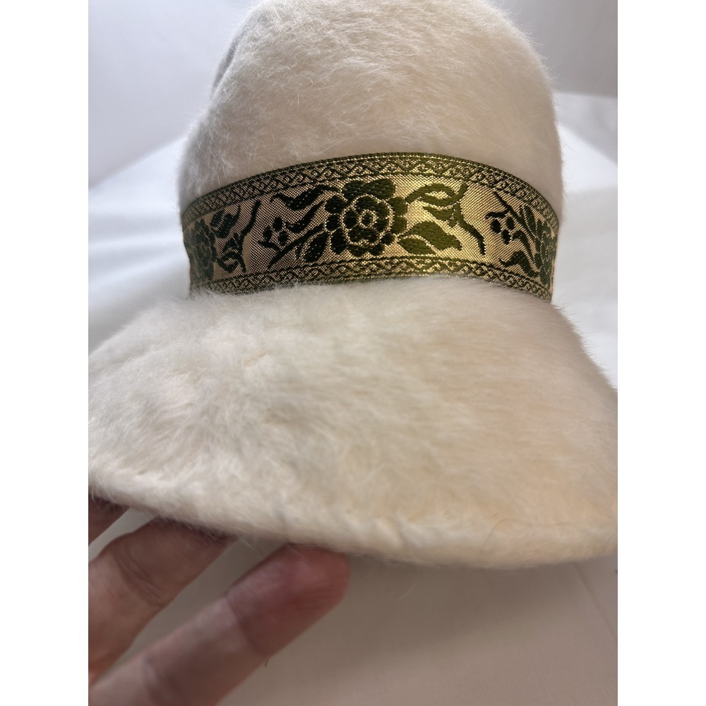 Cloche 1960's Hat Doree Of New York Beige With Gold/black Trim Wool Felt Very Gd - Picture 11 of 15